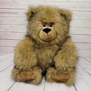 A&A 15" Large Teddy Bear Brown Black Seated Vintage Plush